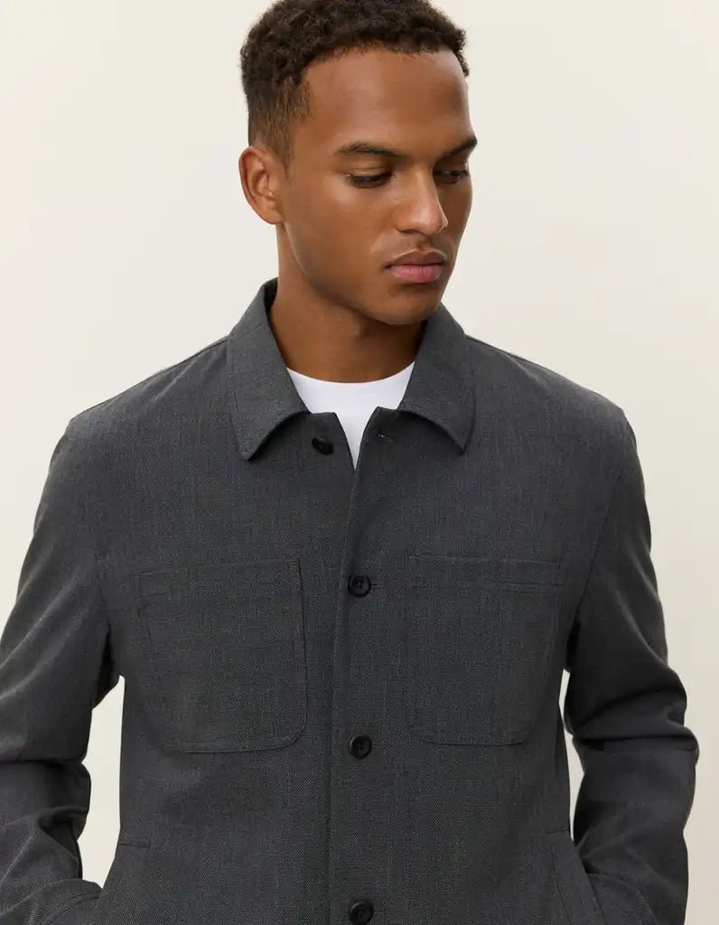 Les Deux Hybrid Jacke Marseille Textured in der Farbe Dark Grey Melange