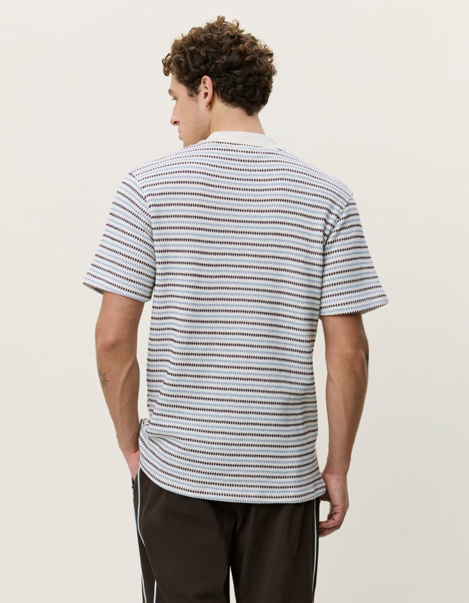 Les Deux Knitted Stripe Polo T-Shirt Regular in Weiß für Herren