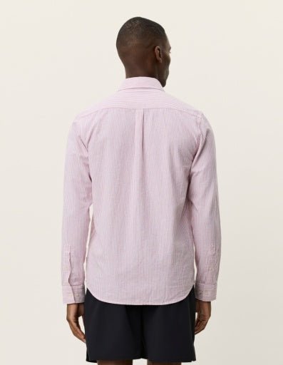 Les Deux Konrad Stripe Cotton Linen Shirt in der Farbe CROCUS PINK