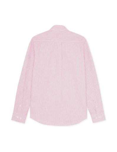 Les Deux Konrad Stripe Cotton Linen Shirt in der Farbe CROCUS PINK