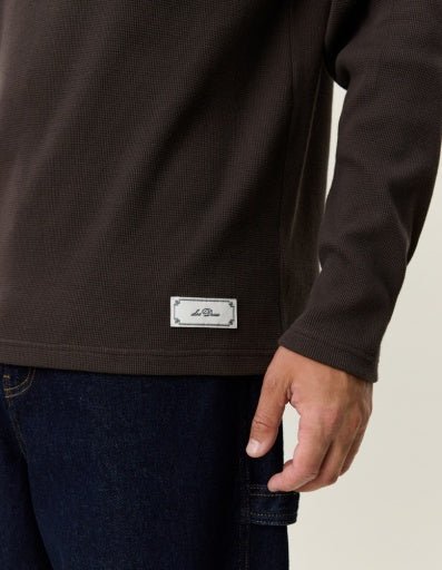 Les Deux Label Waffle LS T-Shirt Delicioso Brown – Herren Longsleeve