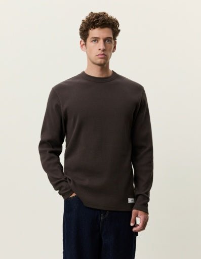 Les Deux Label Waffle LS T-Shirt Delicioso Brown – Herren Longsleeve