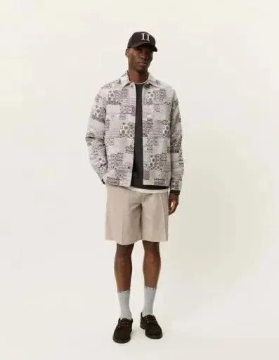 Les Deux Layton Patchwork Jacquard Overshirt in der Farbe LIGHT SAND