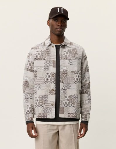 Les Deux Layton Patchwork Jacquard Overshirt in der Farbe LIGHT SAND