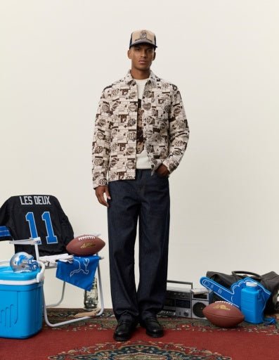 Les Deux NFL DET Jacquard Overshirt Dark Sand – Herren Overshirt
