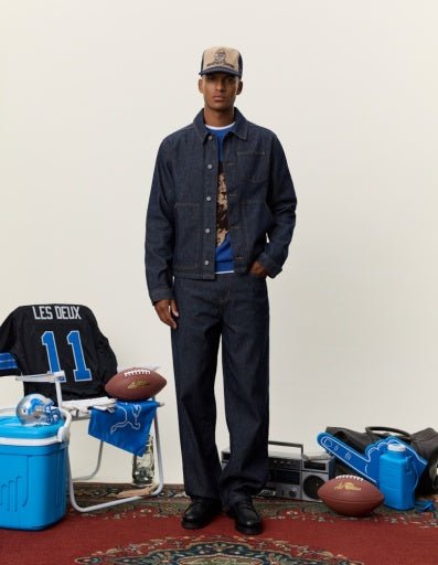Les Deux NFL Football Denim Overshirt Dunkles Denimblau – Herren Overshirt