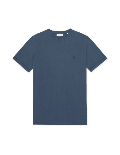 Les Deux Norregaard Contrast T-Shirt in der Farbe DARK DENIM BLUE
