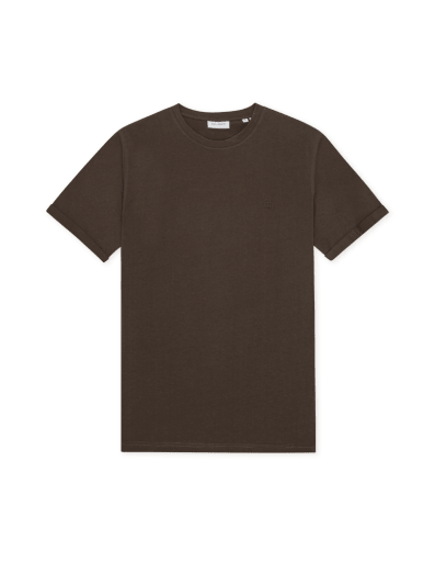 Les Deux Norregaard Contrast T-Shirt in der Farbe TURKISH COFFEE BROWN