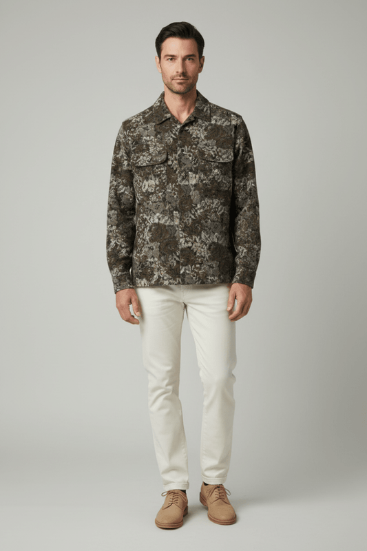 Les Deux Rose Jacquard Overshirt Dark Sand – Herren Jacquard-Overshirt