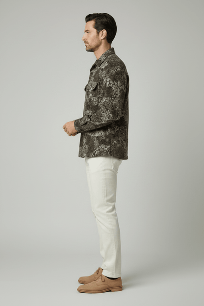 Les Deux Rose Jacquard Overshirt Dark Sand – Herren Jacquard-Overshirt