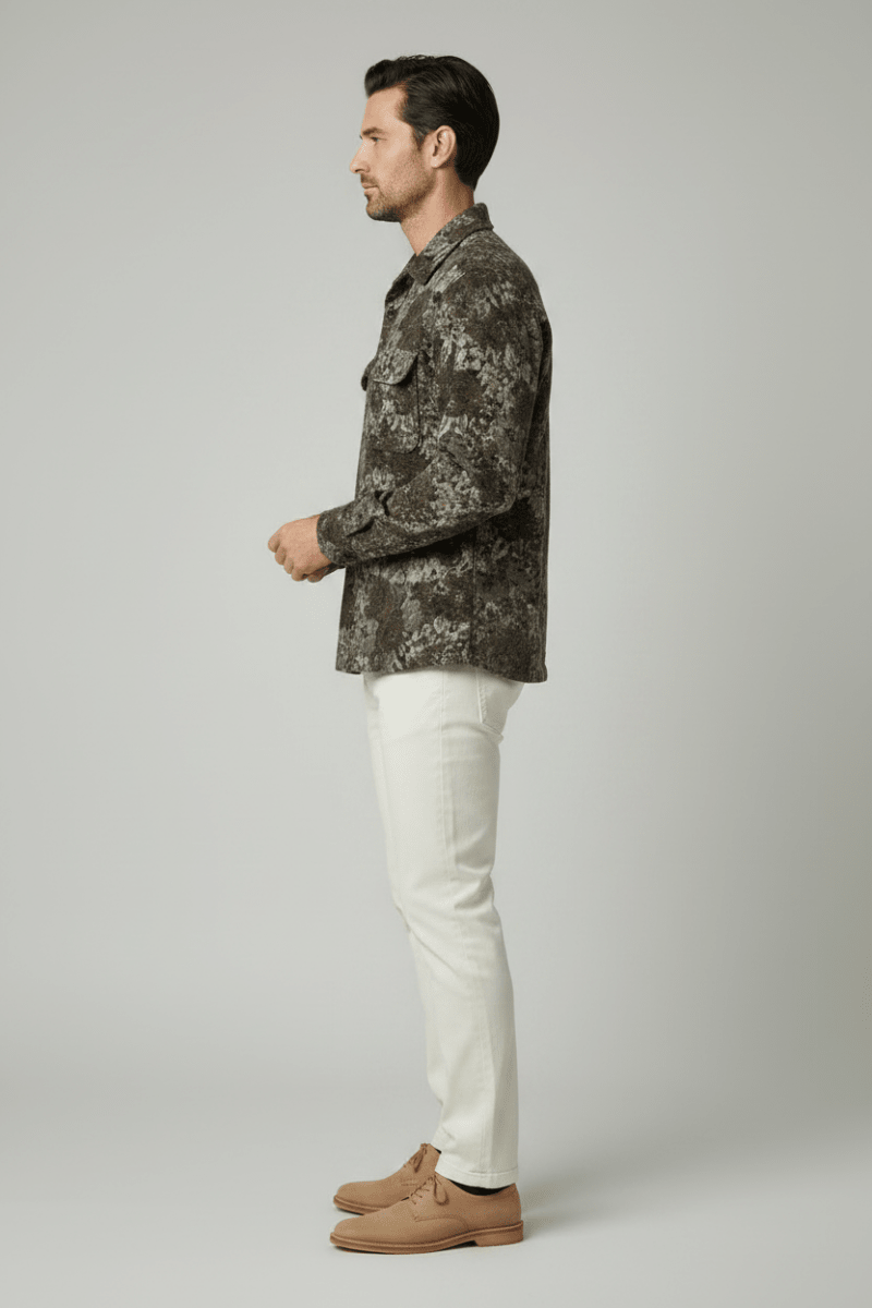 Les Deux Rose Jacquard Overshirt Dark Sand – Herren Jacquard-Overshirt