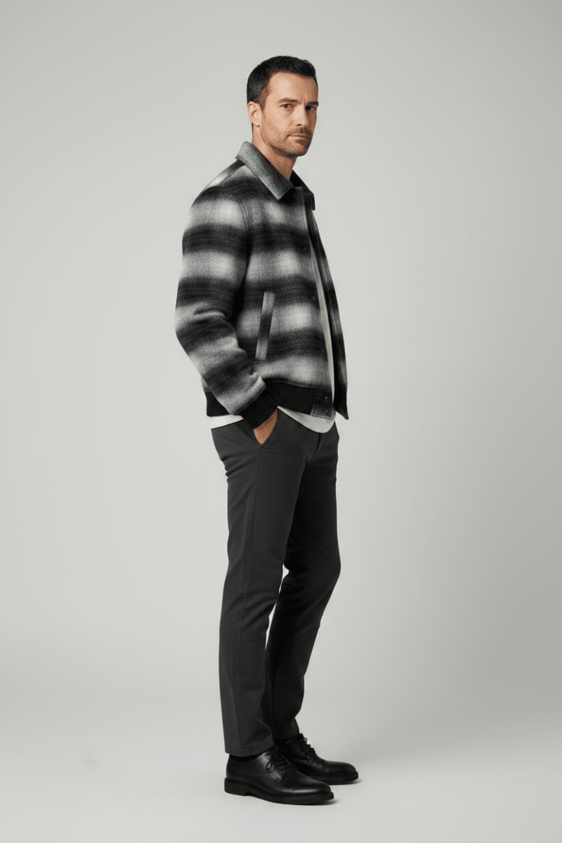 Les Deux Shadowcheck Varsity Jacket Black – Herren College-Jacke