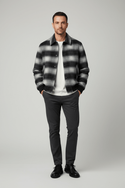 Les Deux Shadowcheck Varsity Jacket Black – Herren College-Jacke