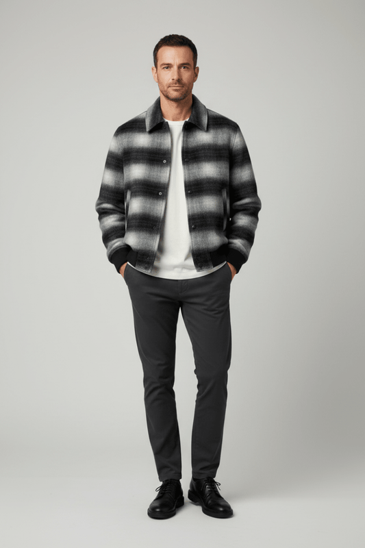 Les Deux Shadowcheck Varsity Jacket Black – Herren College-Jacke