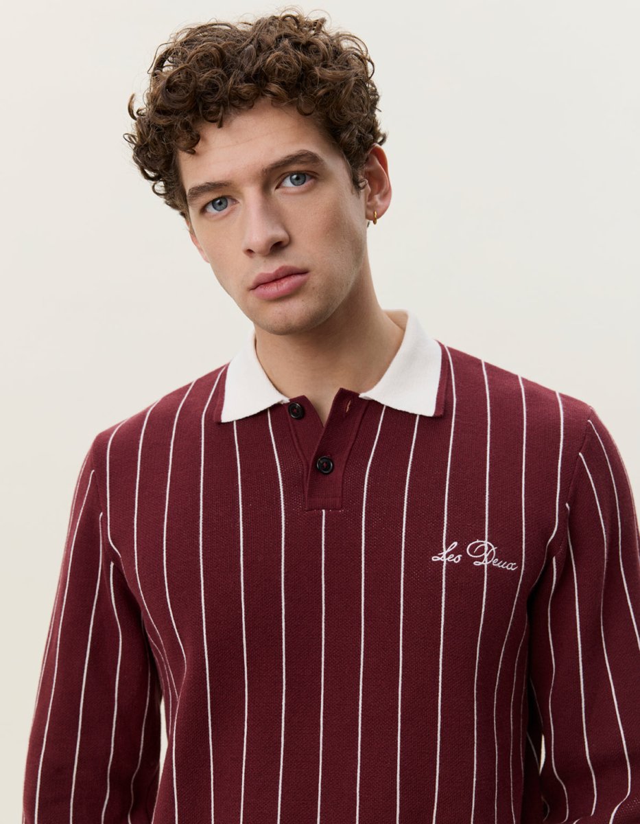 Les Deux Signature Knitted LS Polo Rot