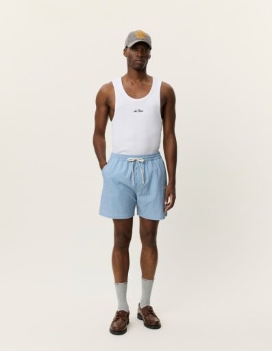 Les Deux Stan Stripe Seersucker Swim Shorts in der Farbe ALLURE