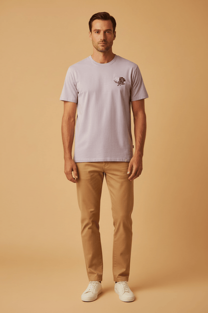 Les Deux T-Shirt Felipe in der Farbe Flieder mit Rosendruck