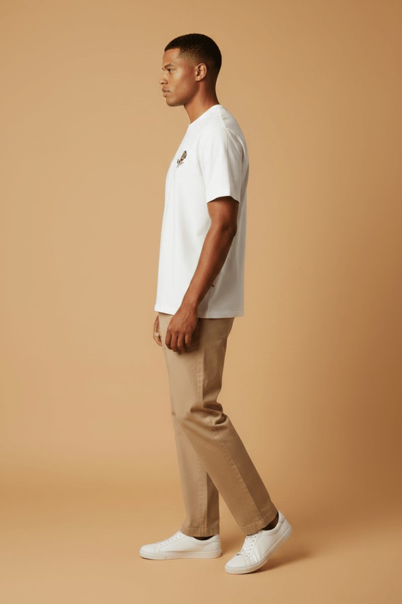 Les Deux T-Shirt Felipe in Weiß mit Rosendruck