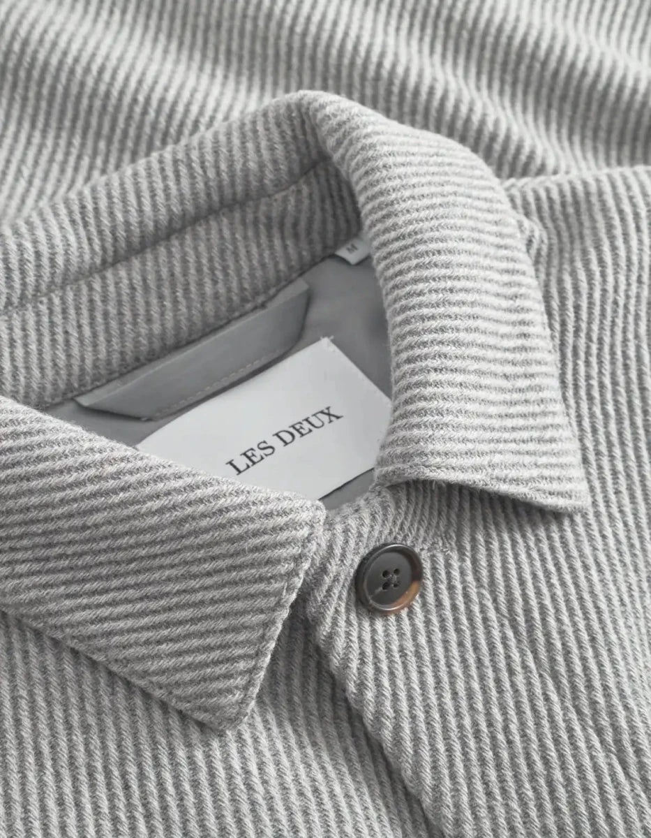 Les Deux Wolljacke Nash Twill in der Farbe Grey Melange