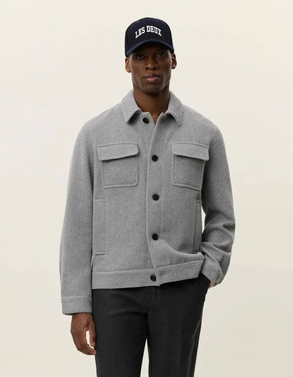 Les Deux Wolljacke Nash Twill in der Farbe Grey Melange