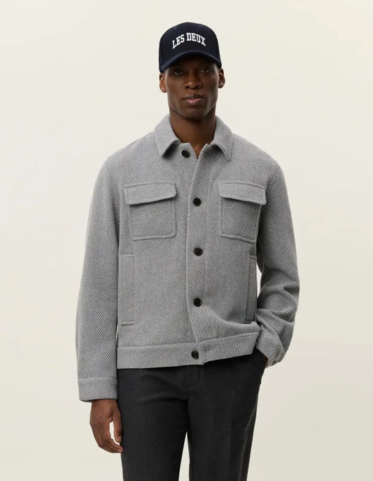 Les Deux Wolljacke Nash Twill in der Farbe Grey Melange