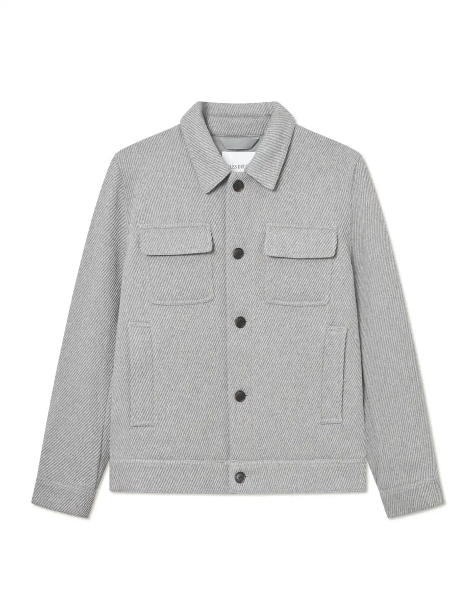 Les Deux Wolljacke Nash Twill in der Farbe Grey Melange