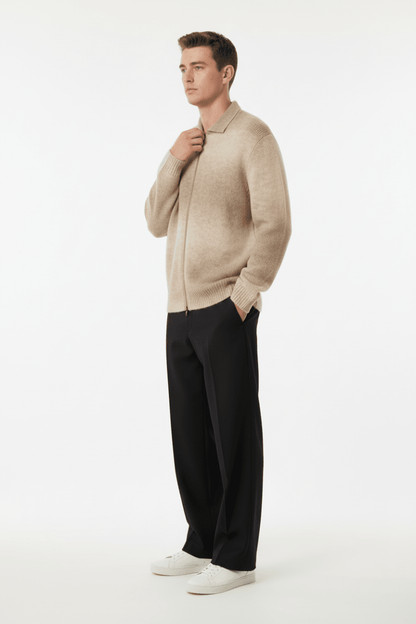 Les Deux Zipper Cardigan Gannon Gradient - Prairie Sand