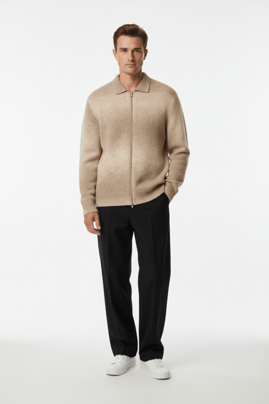 Les Deux Zipper Cardigan Gannon Gradient - Prairie Sand