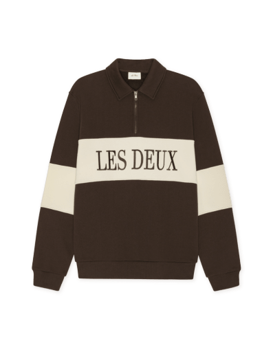 Les Deux Zipper Rugby Sweatshirt Molé Braun – Herren Sweatshirt