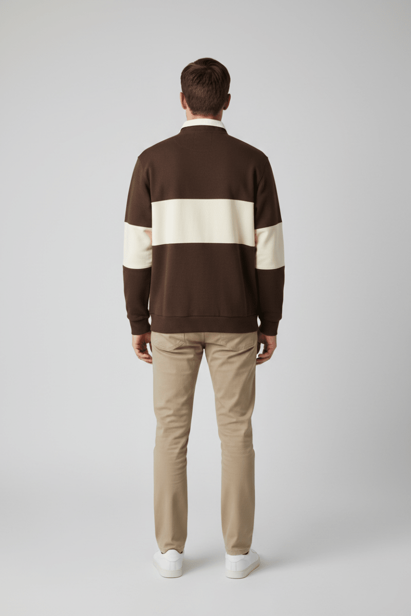 Les Deux Zipper Rugby Sweatshirt Molé Braun – Herren Sweatshirt
