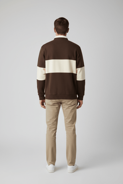Les Deux Zipper Rugby Sweatshirt Molé Braun – Herren Sweatshirt