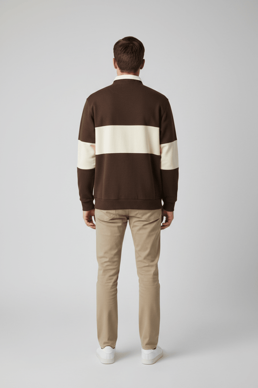 Les Deux Zipper Rugby Sweatshirt Molé Braun – Herren Sweatshirt