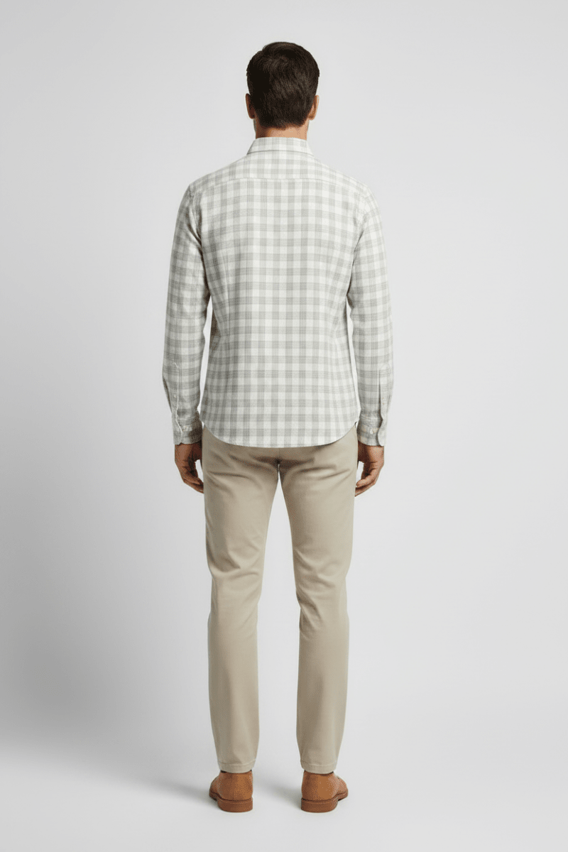 Marc O'Polo Langarm-Hemd Herren – Karo, Creme