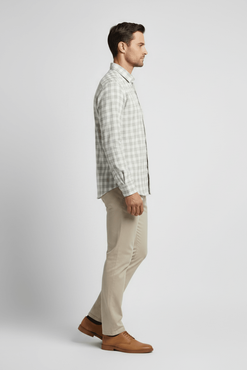 Marc O'Polo Langarm-Hemd Herren – Karo, Creme