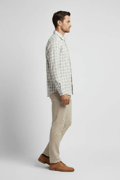 Marc O'Polo Langarm-Hemd Herren – Karo, Creme