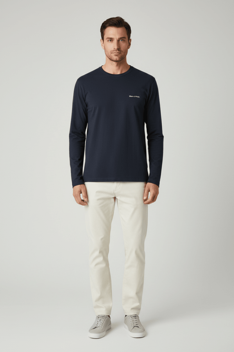 Marc O'Polo Longsleeve Herren – Logo, Blau