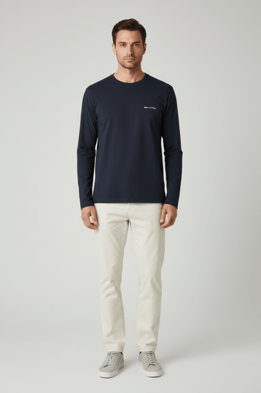 Marc O'Polo Longsleeve Herren – Logo, Blau