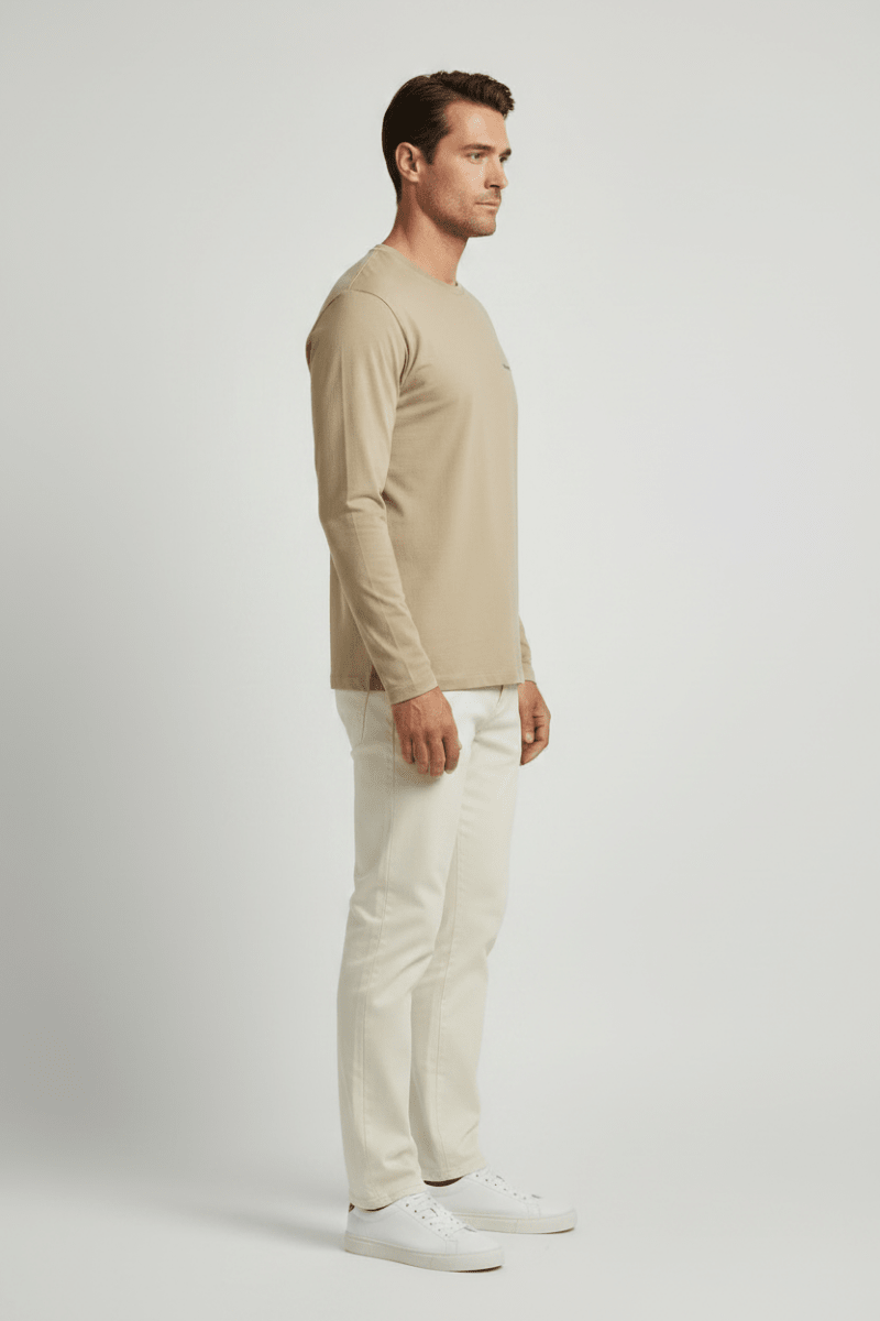 Marc O'Polo Longsleeve Herren – Logo, Braun