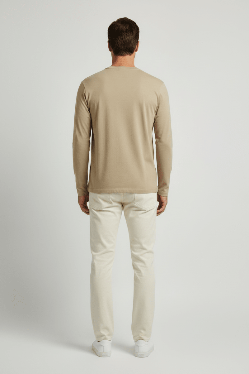 Marc O'Polo Longsleeve Herren – Logo, Braun