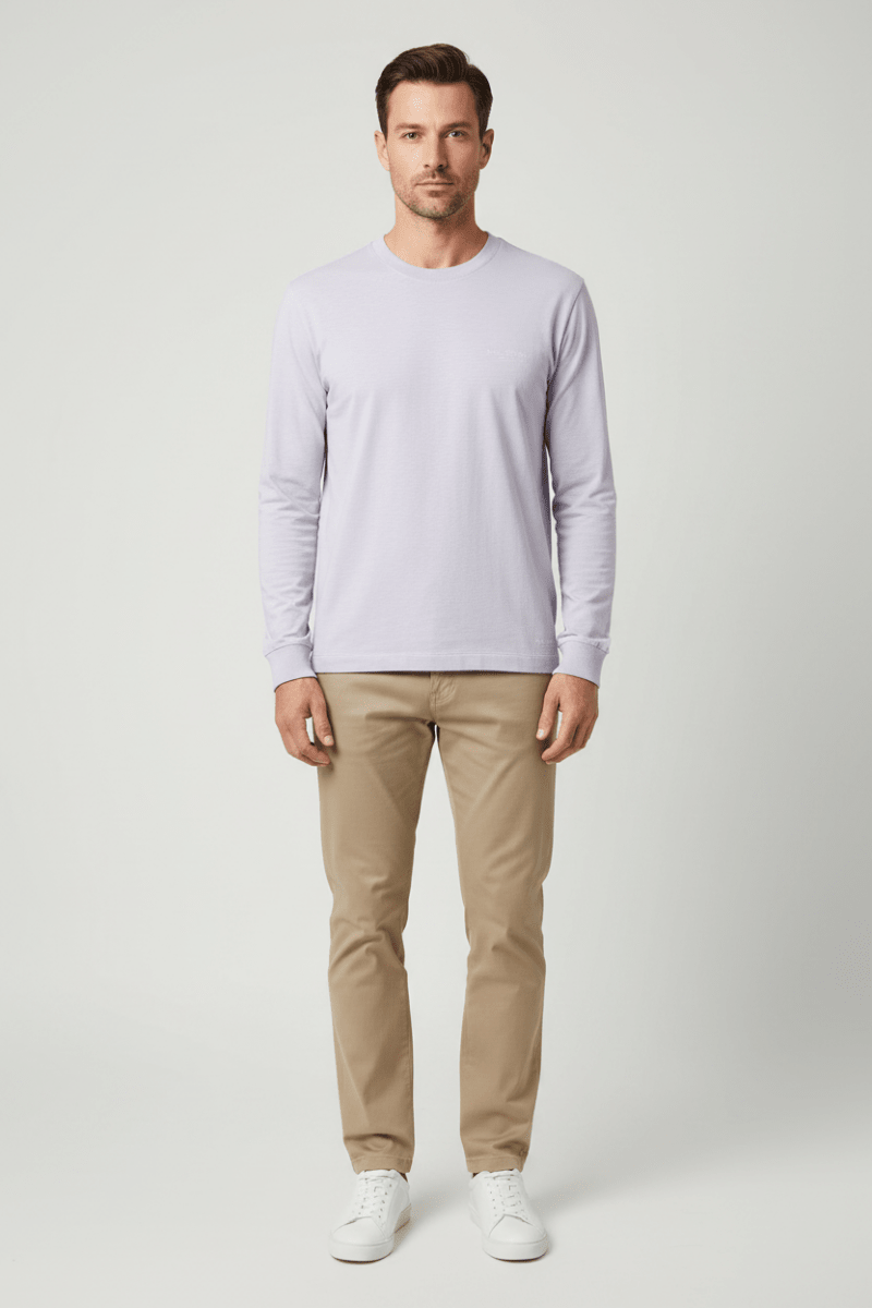 Marc O'Polo Longsleeve Herren – Slub-Jersey, Lila