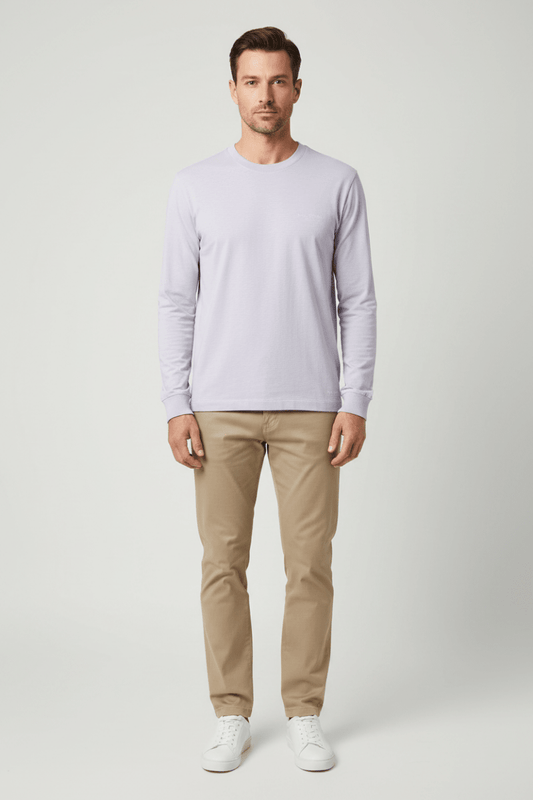 Marc O'Polo Longsleeve Herren – Slub-Jersey, Lila