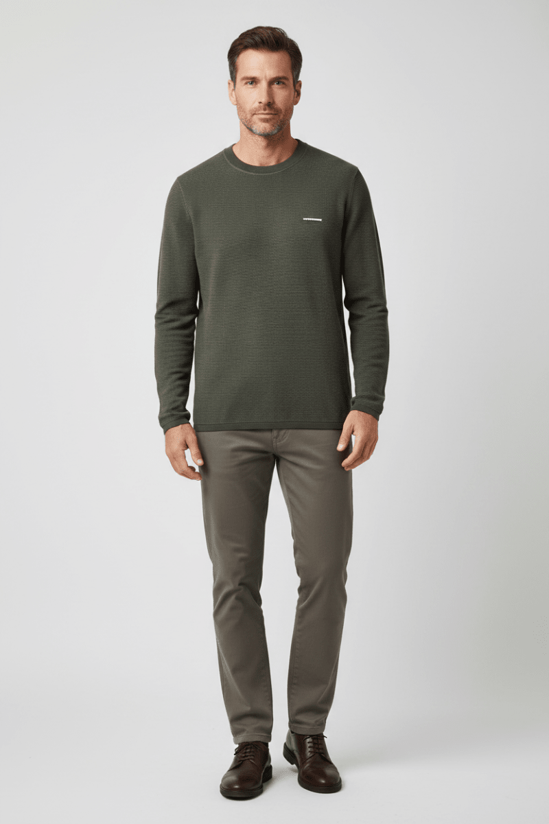 Marc O'Polo Pullover Herren – Ottoman-Strick, Grau