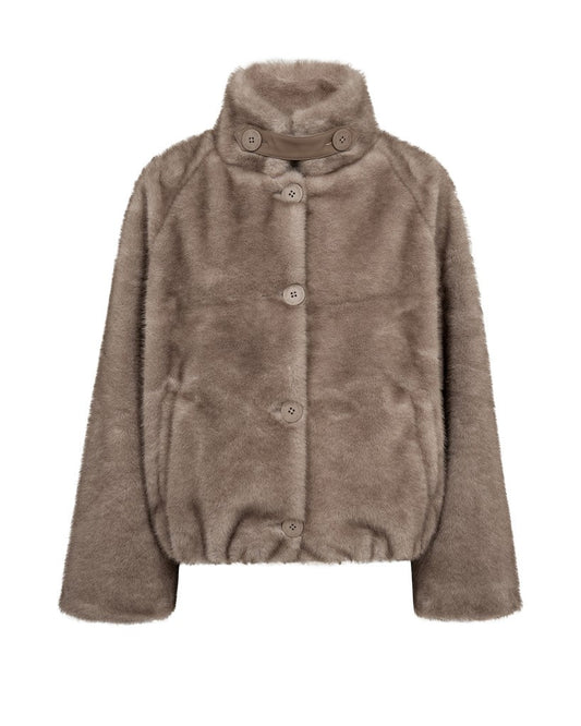 Mos Mosh Faux-Fur-Jacke Hilda in Sandgrau