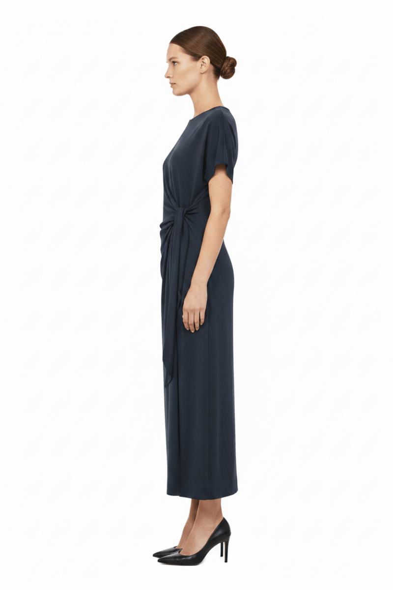 Mos Mosh Kleid ärmellos mit Rundhalsausschnitt figurbetont in Blau
