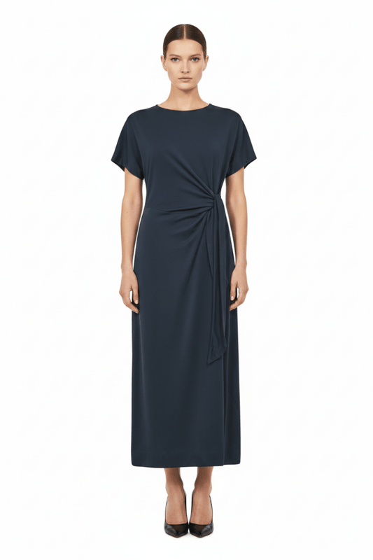 Mos Mosh Kleid ärmellos mit Rundhalsausschnitt figurbetont in Blau