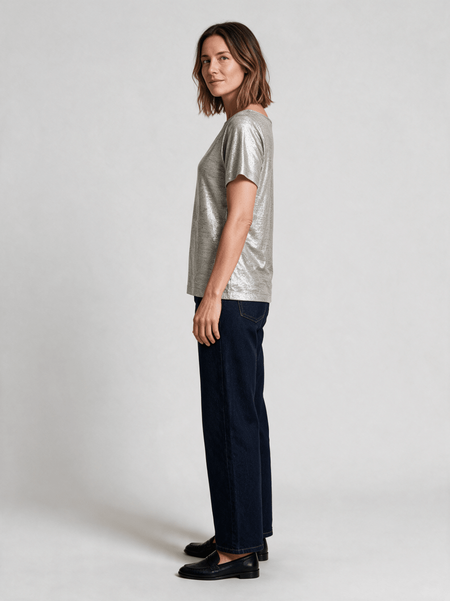 Mos Mosh Metallic-Shirt Niva Kurzarm Silber