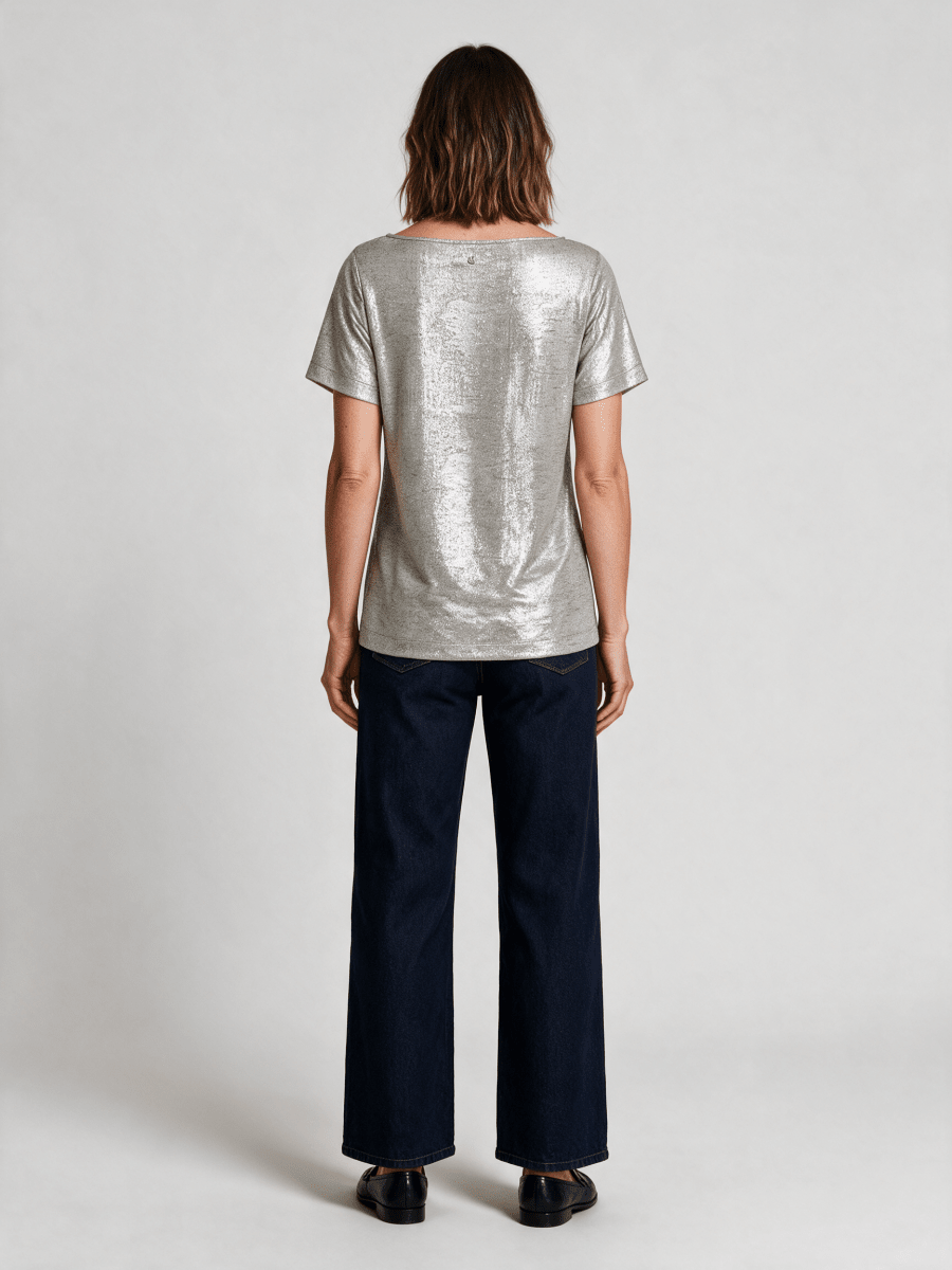 Mos Mosh Metallic-Shirt Niva Kurzarm Silber