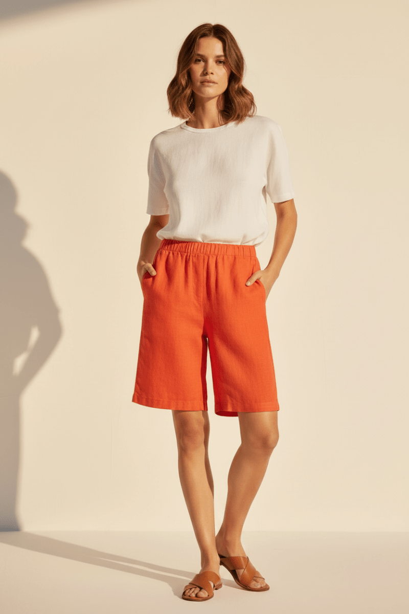 Mos Mosh MMEmmie leinen Bermuda Shorts in der Farbe Spicy Orange