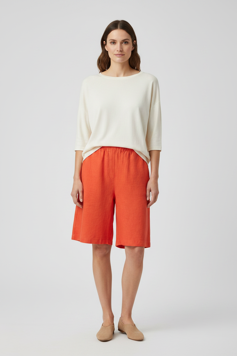 Mos Mosh MMEmmie leinen Bermuda Shorts in der Farbe Spicy Orange