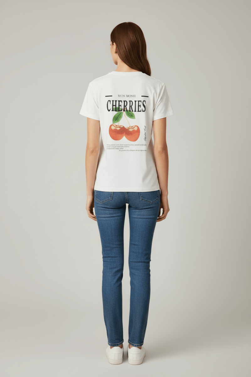 Mos Mosh MMLail O-SS Cherry Tee in deer Farbe White